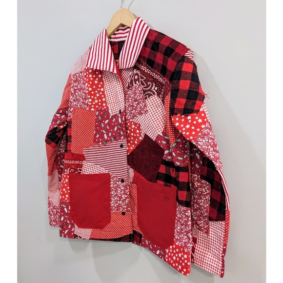 Red Patched Painter’s Jacket - Picture 2 of 7